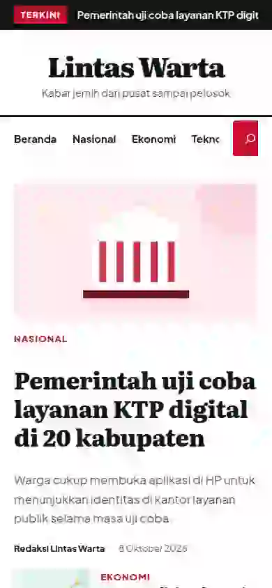 Tampilan HP template Lintas Warta